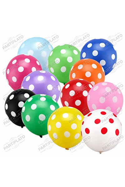 HBK Balon 11 Inch Polka Dot Printed Mixed Latex Balloons (Pack of 100)