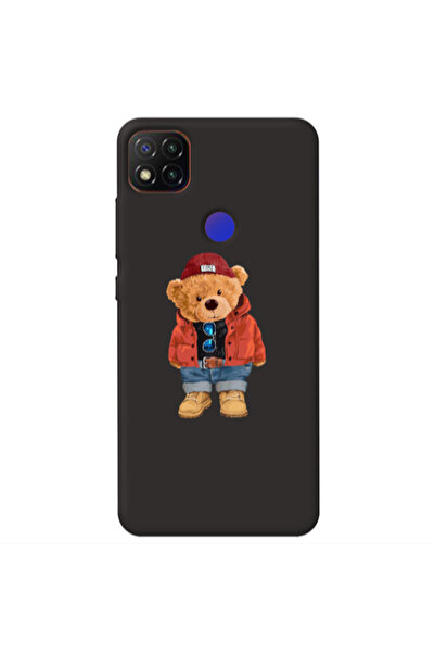 Other Xiaomi Redmi 9c Bear in a hat Black Colored Silicone TPU Θήκη