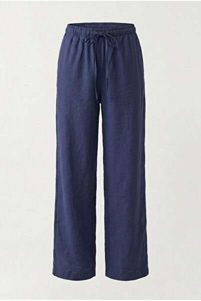 NOTHING Women's Wide-Legged, Elastic Waist, Drawstring, Flowy Linen Blend Tro...