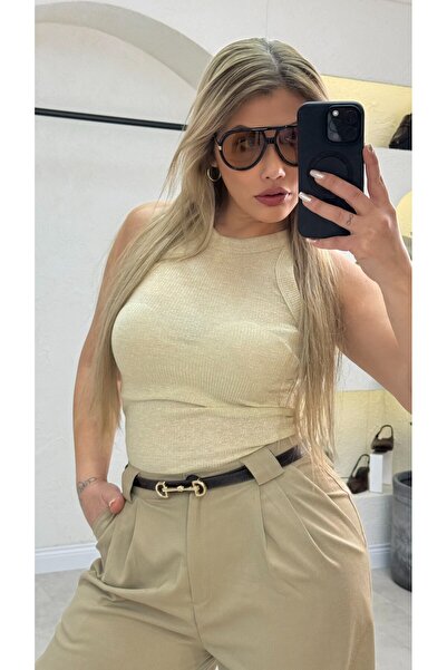 liya butik Gold Biyeli Simli Atlet