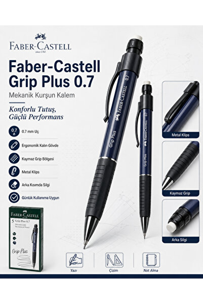 Faber Castell Plus 0.7 mm Uçlu Kalem – Tombul Gövdeli, Silgili, Kaymaz Gripli...