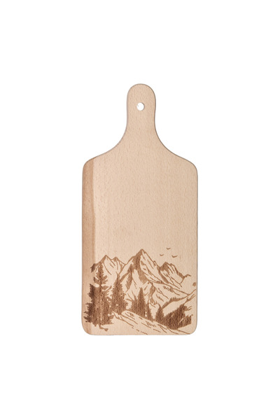 OEM Tocator de bucatarie din lemn 30 x 14 cm munti cu imagine gravata