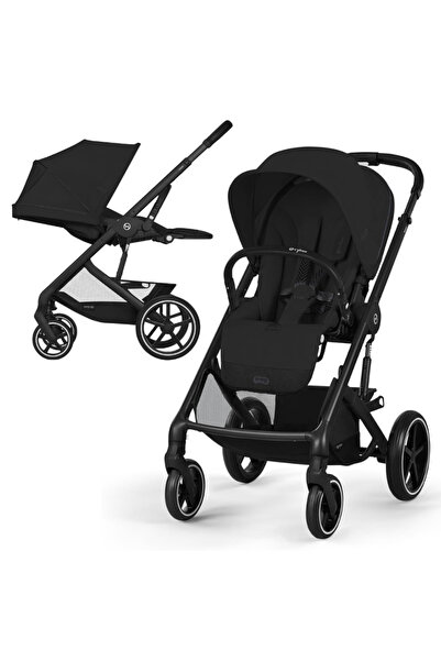 Cybex Balios S Lux Moon Black Newborn Stroller, black frame, rounded handle