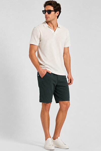 Hawaii Beach Khaki Green Lycra Stretch Fabric Classic Men's Linen Shorts with...