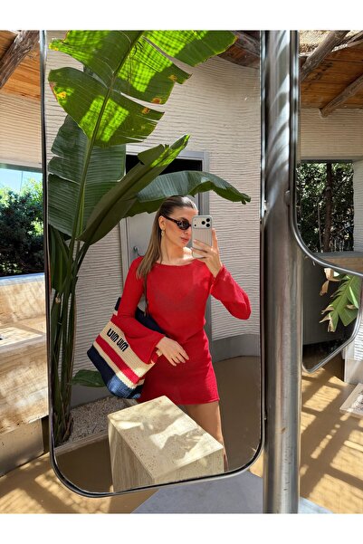 MERVE AKSOY Merserize Beach Elbisesi - Kırmızı