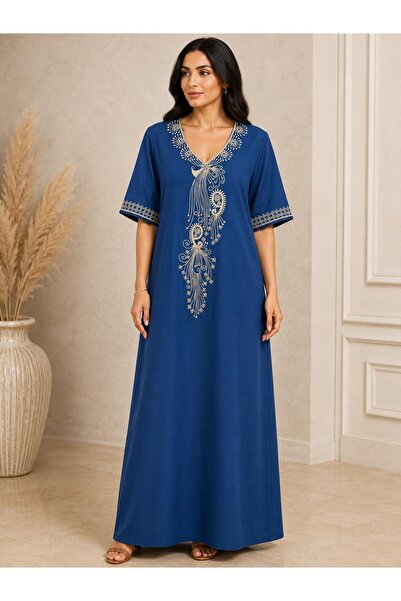 AYOUSH Royal Peacock Embroidered Jalabiya in Gold Rose Color with New Trendy ...