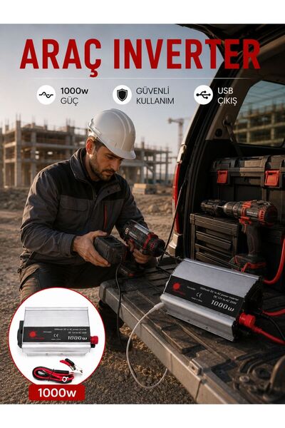 UCUZTEKNO Araçtan Elektrik Kullanımı Sağlayan 1000W Akü İnvertör