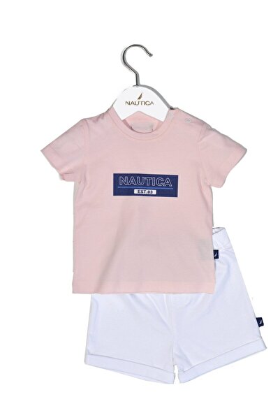 Nautica Σετ Φανέλας & Σορτς Design 12 Ροζ/Λευκό 74 εκ. 6-9 μηνών