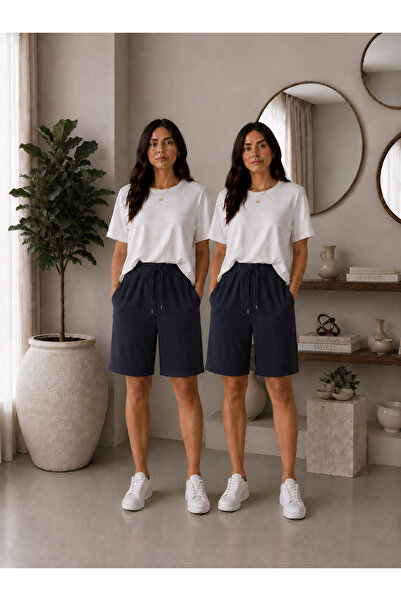 JULİA MODA 2'Li Gün Boyu Konfor Sunan Trend Kadın Şortu Pamuklu Şort Mevsimlik