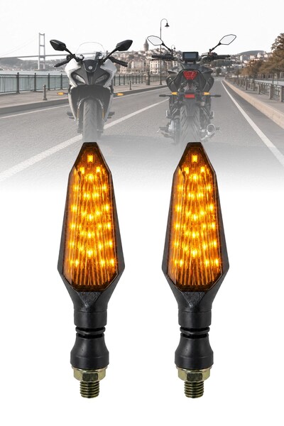DEKOHOP Motosiklet LED Sinyal Lambası Sarı Sinyal Işığı Vidalı Universal Mont...