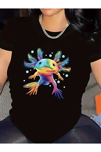 1001moda Colorful Axolotl Design T-Shirt | Durable Lightweight Fabric, Comfor...