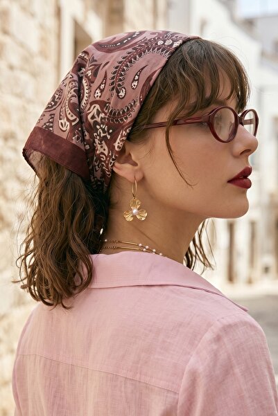 InStyle Etnik Desenli Mürdüm Bandana Fular 50x50