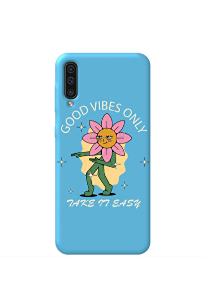Other Samsung A70 Good Vibes Only Blue Colored Silicone TPU Θήκη