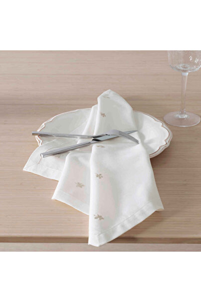Linens Foglia 2'li 45x45 cm Peçete Ekru-Gold