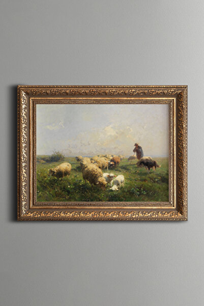 epiqart Sheep Grazing - Vintage Patterned Painting - Thick Model