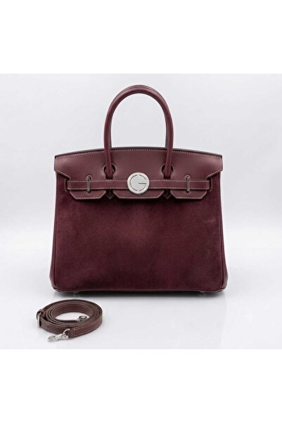 Generic TOP Choice Elegant Suede-Look Top Handle Satchel Bag with Silver-Tone...