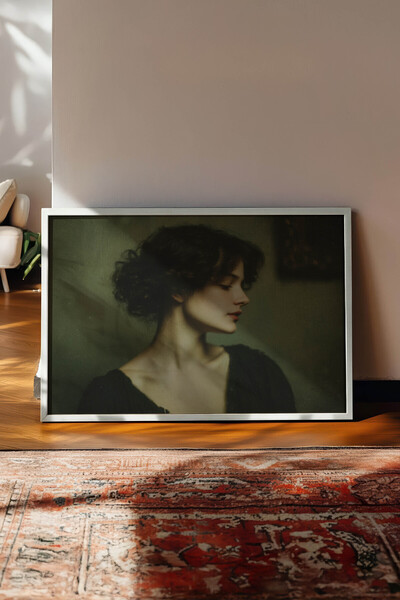 Zestia Vintage horizontalna zidna slika, vintage portret žene, beli okvir br:...