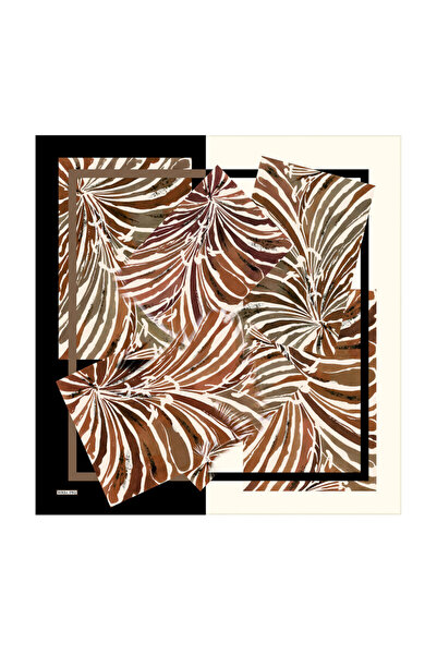 Bursa İpek Mustard Tropical Pattern Twill Silk Scarf