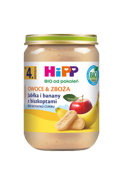 Hipp BIO de generatii, mere si banane cu fructe de padure, dupa 4 luni, 190 g