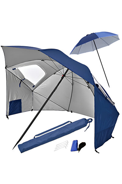 varioshop Umbrelă de plajă 2 în 1 VarioShop ® cu protecție UV, paravan latera...