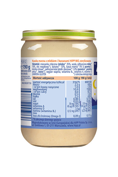 Hipp BIO Delicatesa de Noapte Gri cu lapte și banane după luna a 4-a 190 g