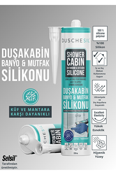 MONAQUA Duschesil Duşakabin Silikonu %100 Silikon - Suya, Neme ve Küfe Dayanı...