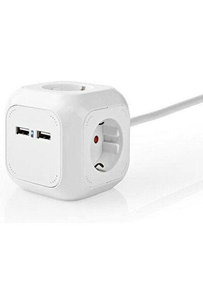 Nedis PowerCube 4 Θέσεις με 2 USB-A και Καλώδιο 1.5μ Κωδικός: EXSOC415UFWT