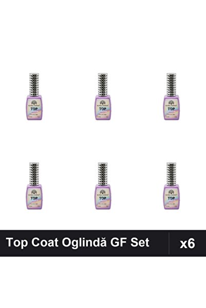 global fashion Set 6 Top Coat Efect Oglindă TOP SHINE Nr.04 12ml Fără Strat L...