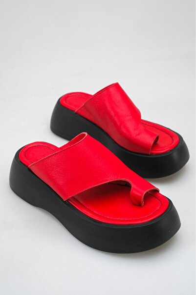 LUFENS Ottilie Balon Sole Genuine Leather Women's Red Flip-Flops