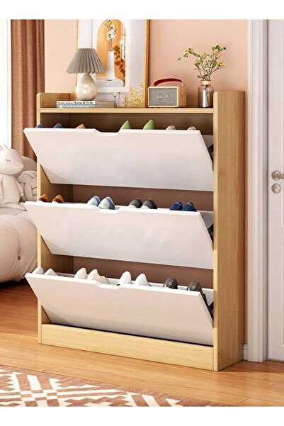 sharpdo Simple Modern Large Capacity Tipper Shoe Cabinet Wooden Shoe Organise...