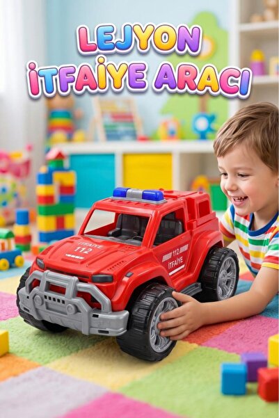 Tıfıl Toys شاحنة إطفاء تعليمية كبيرة حمراء اللون بتصميم سيارة دفع رباعي بعجلا...