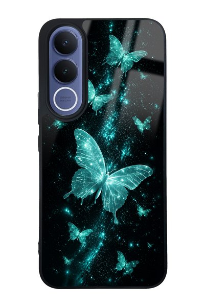Spoyi Vivo V70 Fe Turquoise Galaxy Butterfly Design Glossy Phone Case