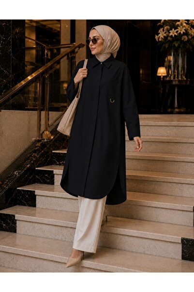 Budan Export Women's Hidden Buttoned Shirt Collar Long Loose Islamic Clothing...