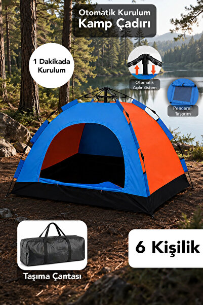 Fischer 6 Kişilik Otomatik Çadır - Pratik ve Hızlı Kurulum Su Geçirmez Bahçe ...