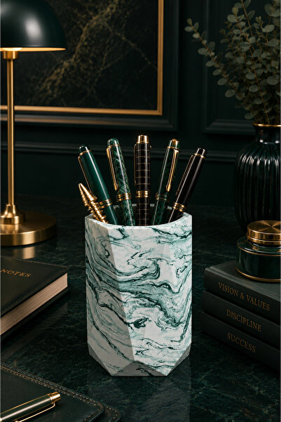 betonmall Marble Patterned Concrete Decorative Pen Holder – Stylish Modern De...