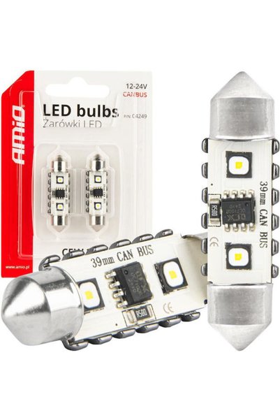 AMIO Λάμπες Αυτοκινήτου C5W Canbus LED 5500K Ψυχρό Λευκό 12-24V 2 τεμάχια