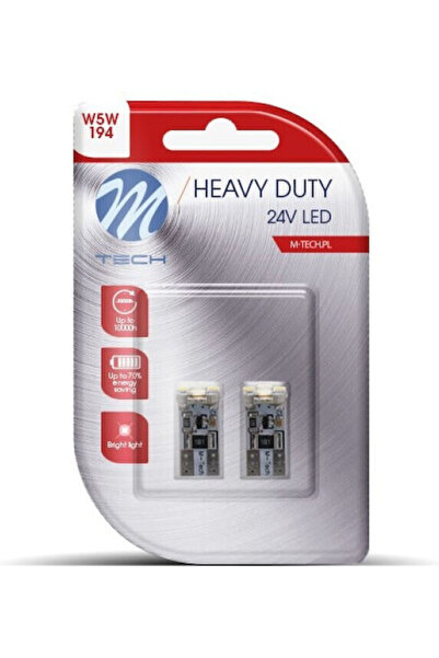 M-TECH Λάμπες Φορτηγού T10 / W5W / W2.1X9.5D Canbus LED Λευκό 24V 2 τεμάχια