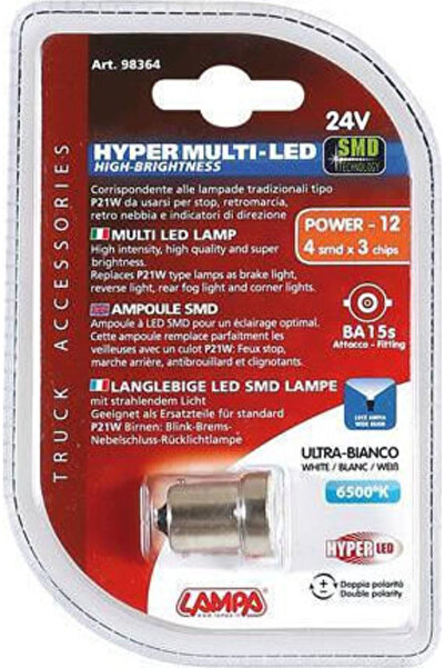 Lampa Λάμπες Αυτοκινήτου Υπερ-LED Ισχύος 12 Λευκά P21W-BA15S-1156 LED 6500K Ψ...