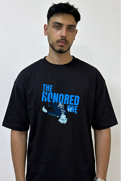 Anetos Gojo Satoru_5 Design Printed Oversize Black T-Shirt