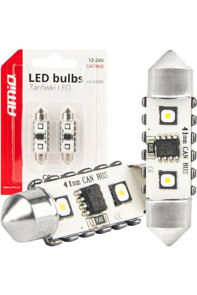 AMIO Λάμπες Αυτοκινήτου C5W Canbus LED 5500K Ψυχρό Λευκό 12-24V 2 τεμάχια
