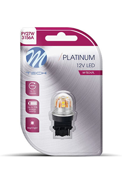 M-TECH Λάμπες Αυτοκινήτου PY27W Canbus LED Πορτοκαλί 12-24V 1 τεμάχιο