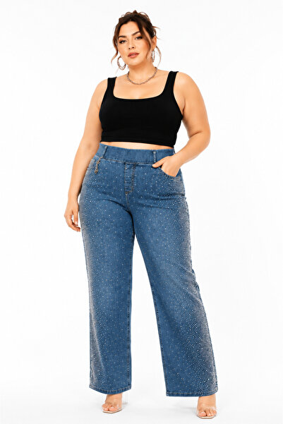 ZANESSİ FASHION Pantaloni de damă din denim, mărime mare, cu talie înaltă și ...