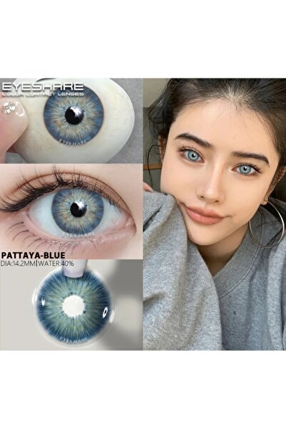 Elvoria Pattaya Blue mavi renkte numarasız göz lensi(yıllık)