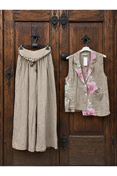 MENSAR OTANTİK 100% linen vest and trousers set, standard size 38/46, fits up...