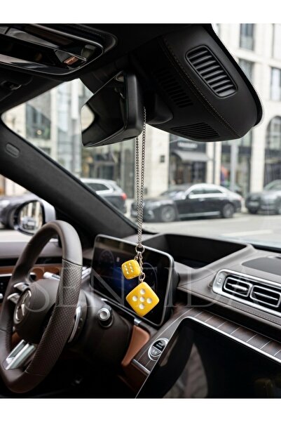 senfida Yellow Dice Rear View Ornament Rear View Mirror Ornament Dice Yellow ...