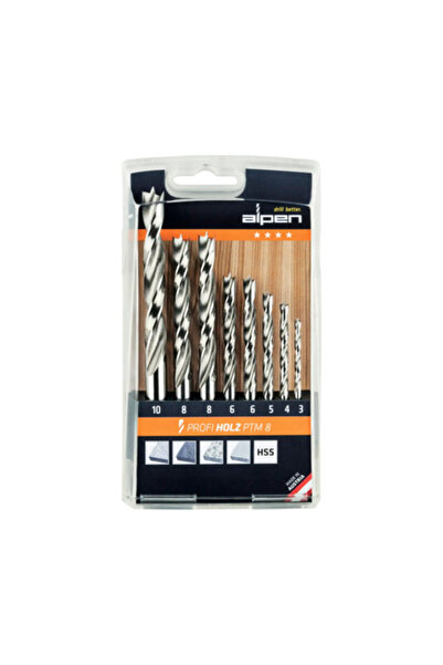 OEM Set burghie pentru lemn Alpen Profi Holz Ø3-10 mm, 8 piese