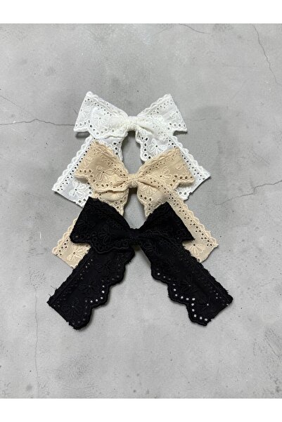 egomi kalpten gelen elle üretilen 3-Piece Guipure Bow Clip Buckle