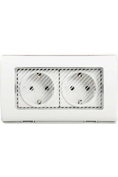 OEM Priză dublă cu împământare Total Green IP55, montaj aplicat, alb