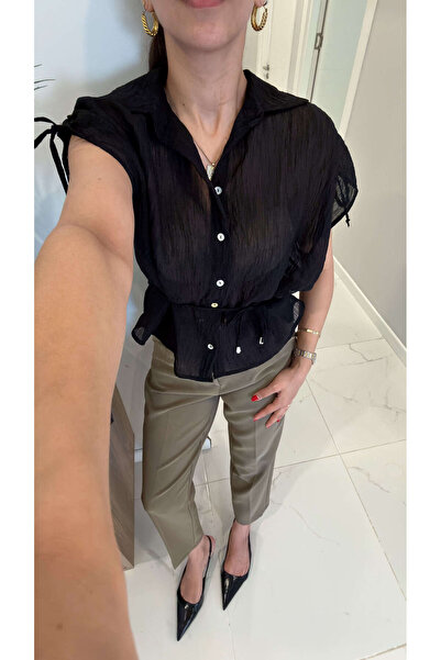 BİRCANÇİL Sowe Black Shirt with Rope Detail