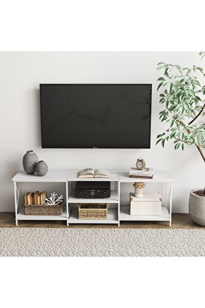DASEN 180*40*60cm TV Table TV Stand Table For TV Up To 75 Inch Storage Shelves Entertainment Center and TV Console Table for Home Living Room Brown